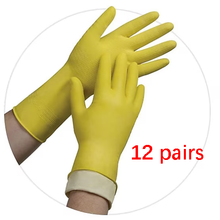 Load image into Gallery viewer, A1140, Yellow Heavy Latex Flocked Gloves 12pair/pack