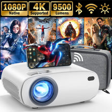 Load image into Gallery viewer, A6072,WiFi Bluetooth Projector 4K Support, 9500L Native 1080P ,300" DL-48 &BL-48 & RD-823 RD-881