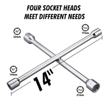 Load image into Gallery viewer, A8037, Universal Heavy Duty Lug Wrench, 4-Way Tire Iron Wrench         &