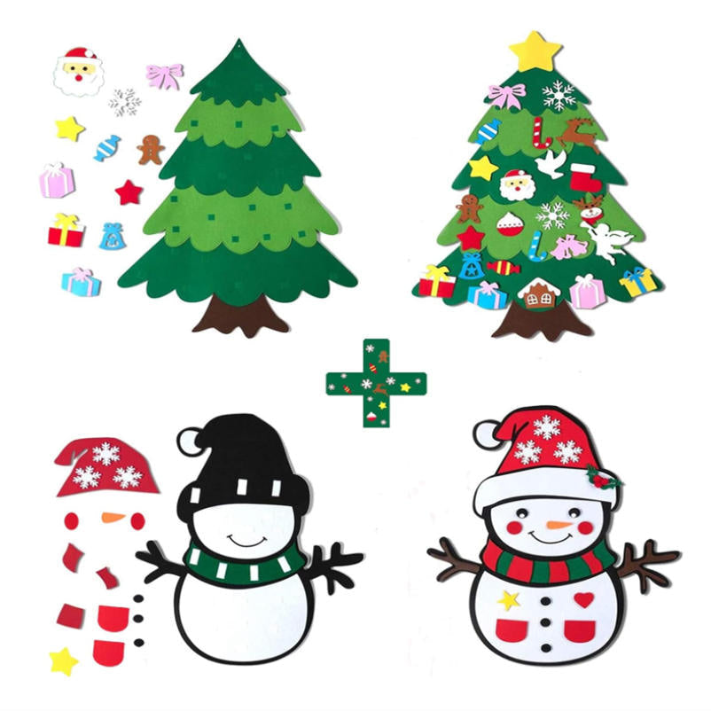 A6504，DIY Felt Christmas Tree & Snowman Set - 2 Pack .C11.