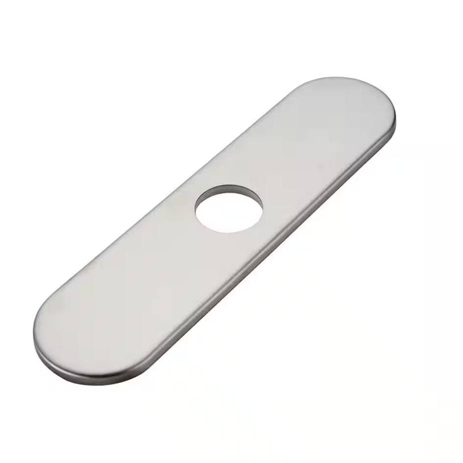 A7039, 10.2 in. x 2.5 in. x 1.34 in. Brass Kitchen Sink Faucet Hole Cover Deck Plate Escutcheon in Brushed Nickel