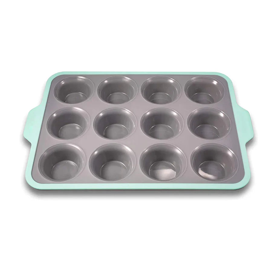 A0919, 12-cups Stainless Steel Non-stick Silicone Cake Baking Pan