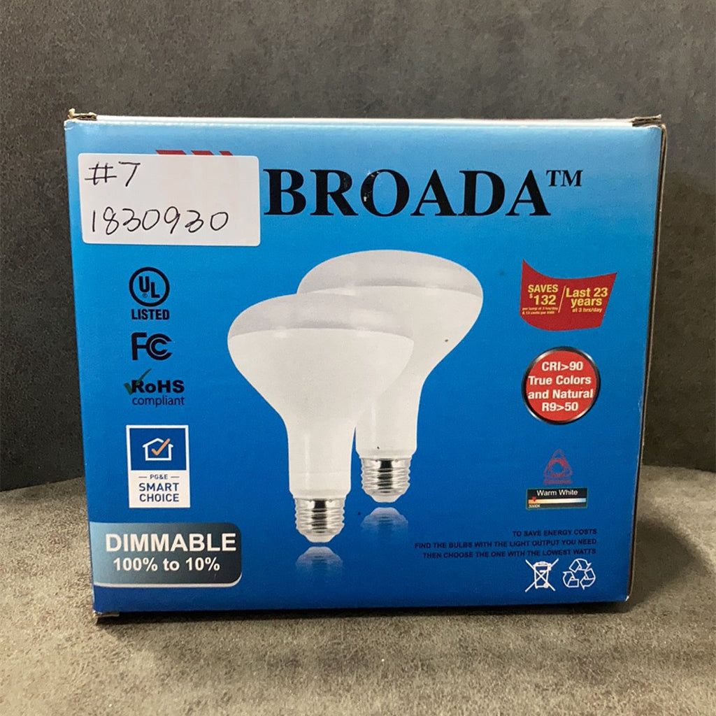 A1038, Omni-Directional LED 9 Watt BR30 Flood Light Bulb Warm White 650lumens 2 PACK