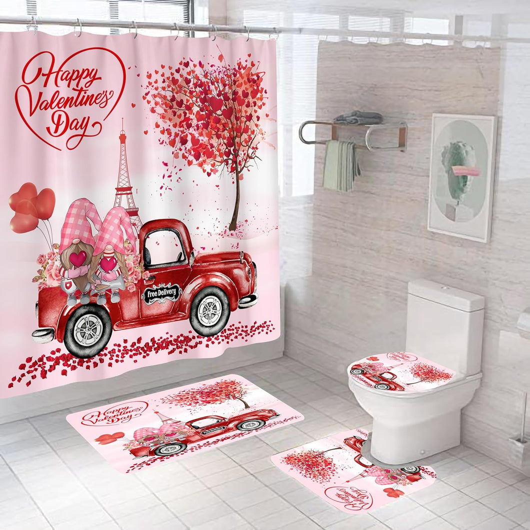 A6645, 4 pieces Shower Curtain  Barthroom mat Set Mixed Color &