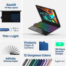 Load image into Gallery viewer, A1071, Bluetooth &amp; Touch iPad 9th Generation Case with Keyboard (10.2&quot;, 2021), Multi-touch Trackpad, 10 Color Backlight, 360° Rotatable, Thin &amp; Light for 8th Gen (2020), 7th Gen (2019), Air 3, Pro 10.5  &amp;
