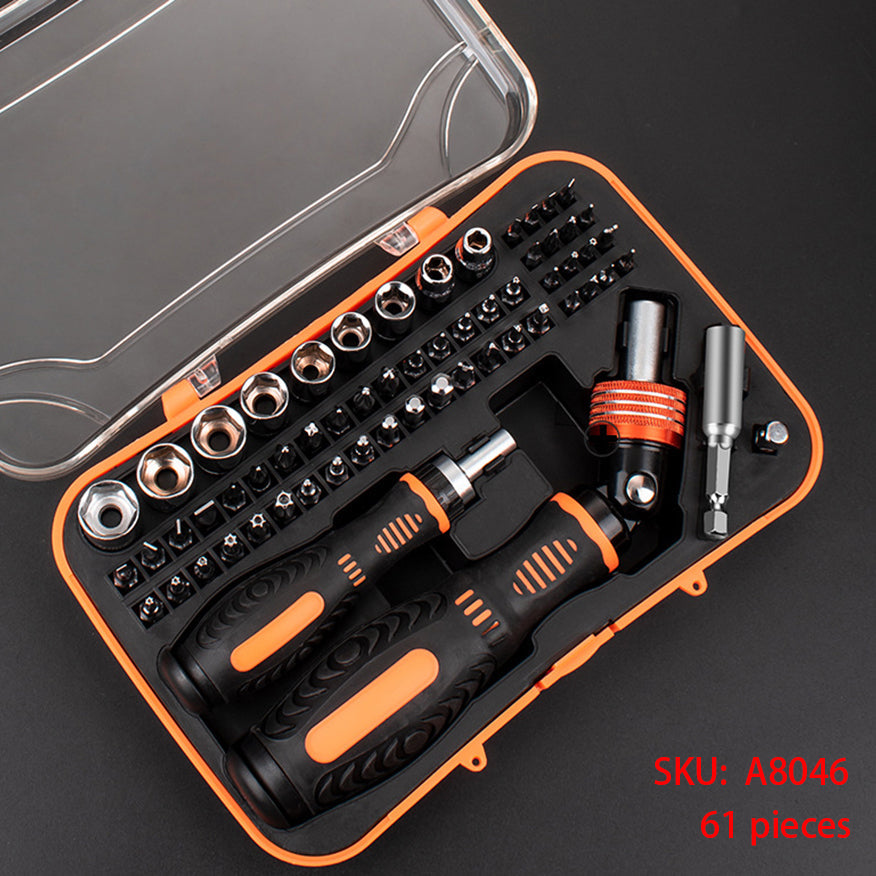 A8046, 61 in 1 Socket Ratcheting Screwdriver Set