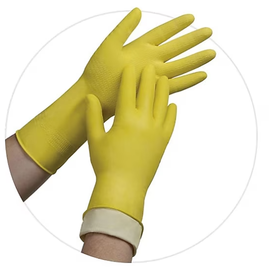 A1140,  Yellow Heavy Latex Flocked Gloves   @