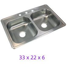 Load image into Gallery viewer, A6512， 3-Hole Drop-in  Double Bowl Gauge Stainless Steel Kitchen Sink   @
