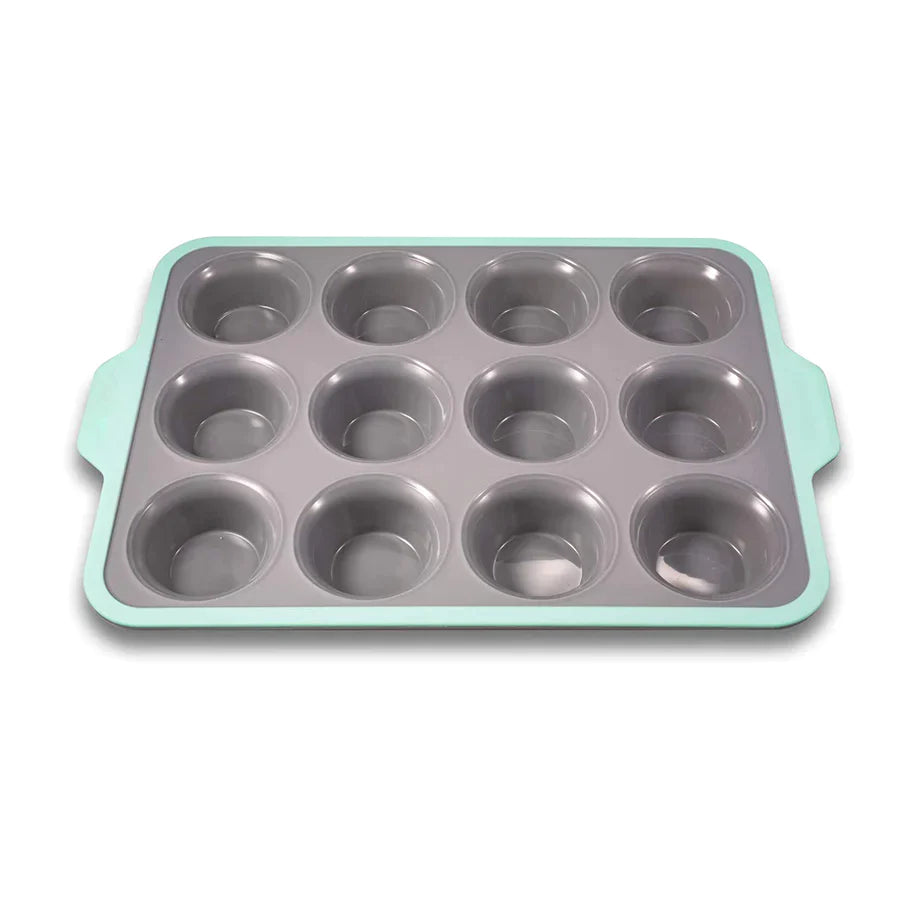 A0919, 12-cups Stainless Steel Non-stick Silicone Cake Baking Pan  @