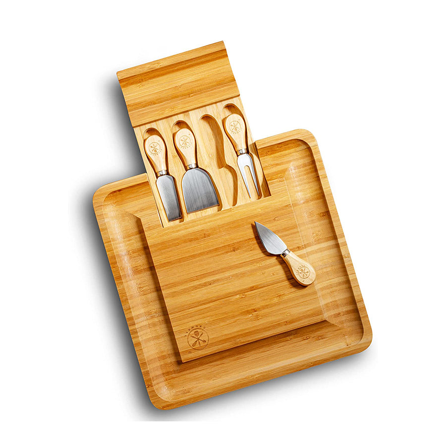 A0949, Bamboo Cheese Board and Cutlery Set  @
