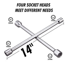 Load image into Gallery viewer, A8037, Universal Heavy Duty Lug Wrench, 4-Way Tire Iron Wrench         @
