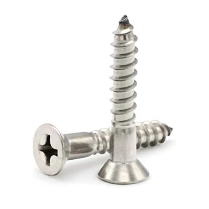 A6234, Phillips Flat Head Wood Screws 18-8 Stainless Steel - #8 x 1