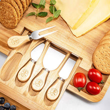 Load image into Gallery viewer, A0949, Bamboo Cheese Board and Cutlery Set  @
